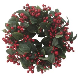 Green Grand Leaves and Red Berry Cluster Wreath - thumbnail 3
