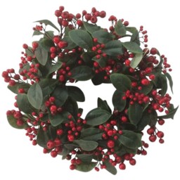 Green Grand Leaves and Red Berry Cluster Wreath - thumbnail 2