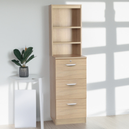 R White Cabinets Brown 3 Drawer 3 Shelf Filing Cabinet with Hutch