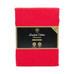 Pack of 2 Brushed Cotton Pillowcases Red