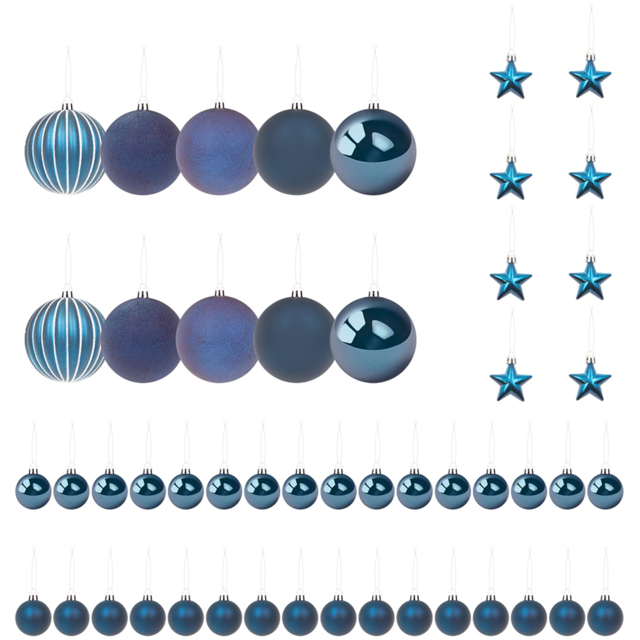 The Christmas Workshop Blue Assorted Shatterproof Bauble and Star 50 Pack - image 1