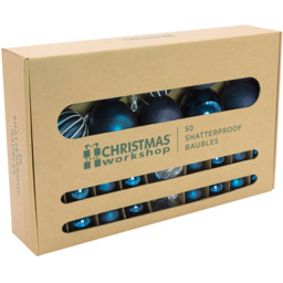 The Christmas Workshop Blue Assorted Shatterproof Bauble and Star 50 Pack - thumbnail 3