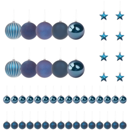 The Christmas Workshop Blue Assorted Shatterproof Bauble and Star 50 Pack - thumbnail 1