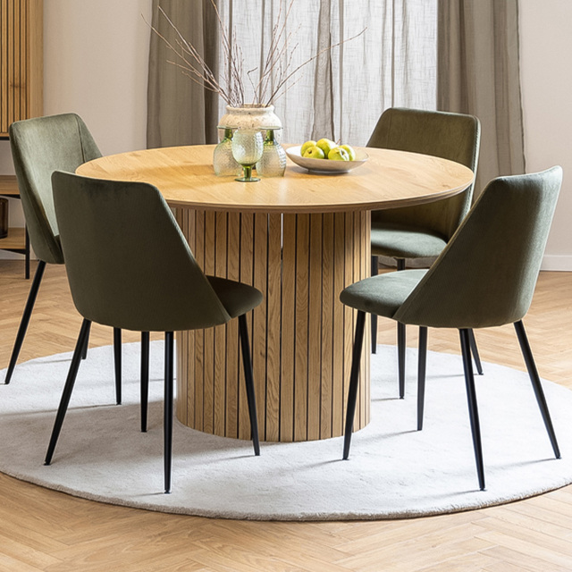 Yale 4 Seater Dining Table Set Oak and Olive Green - image 1