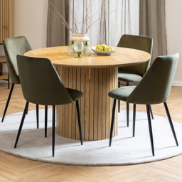 Yale 4 Seater Dining Table Set Oak and Olive Green