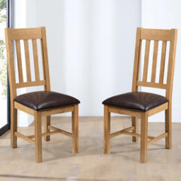 Julian Bowen Astoria Brown and Oak Dining Chairs Set of 2