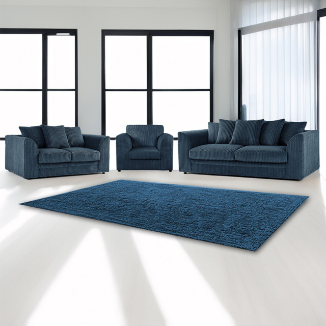 Luxor 6 Seater Navy Blue Jumbo Cord Sofa Set with Scatter Back - image 1