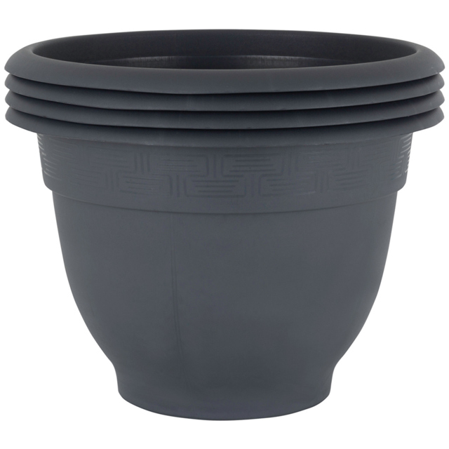 Wham Bell Pot Slate Recycled Plastic Round Planter 48cm 4 Pack - image 1
