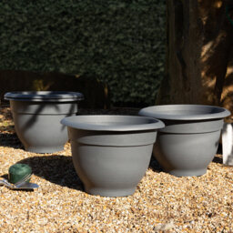 Wham Bell Pot Slate Recycled Plastic Round Planter 48cm 4 Pack - thumbnail 2