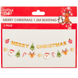 Pack of 2 Santa Reindeer Buntings - Gold