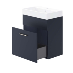 Bliss 500mm Wall Hung 1 Drawer Vanity Unit & Basin - Indigo Blue - thumbnail 3