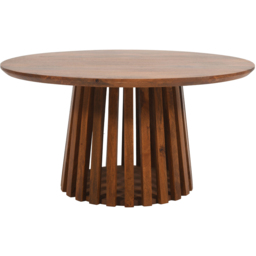 Brooklyn Slatted Mango Wood Round Coffee Table - thumbnail 2