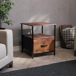 Vida Designs Chorley Rustic Brown Fabric Single Drawer Single Shelf Chest of Drawer - thumbnail 4