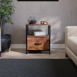 Vida Designs Chorley Rustic Brown Fabric Single Drawer Single Shelf Chest of Drawer - thumbnail 3