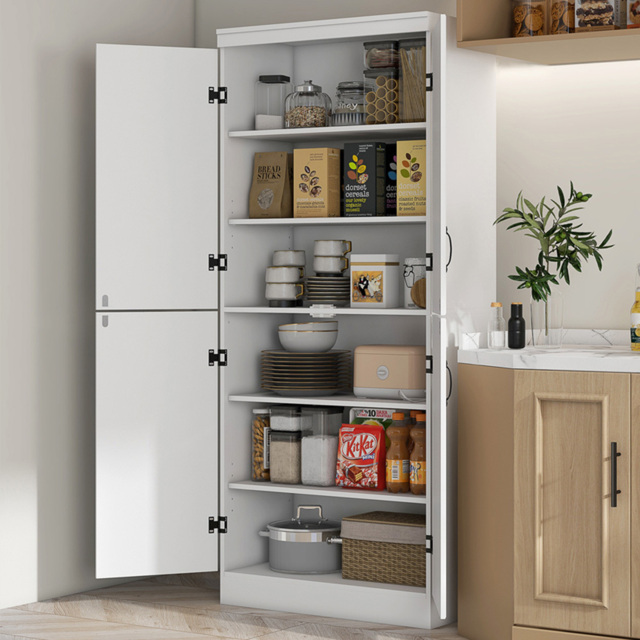 Portland White 4 Door Tall Kitchen Cupboard - image 1