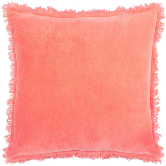 furn. Gracie Coral Velvet Fringed Cushion - image 1