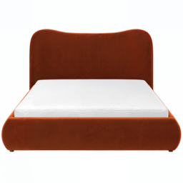 SOLACE+CO Ember Orange Double Velvet Ottoman Bed - thumbnail 2
