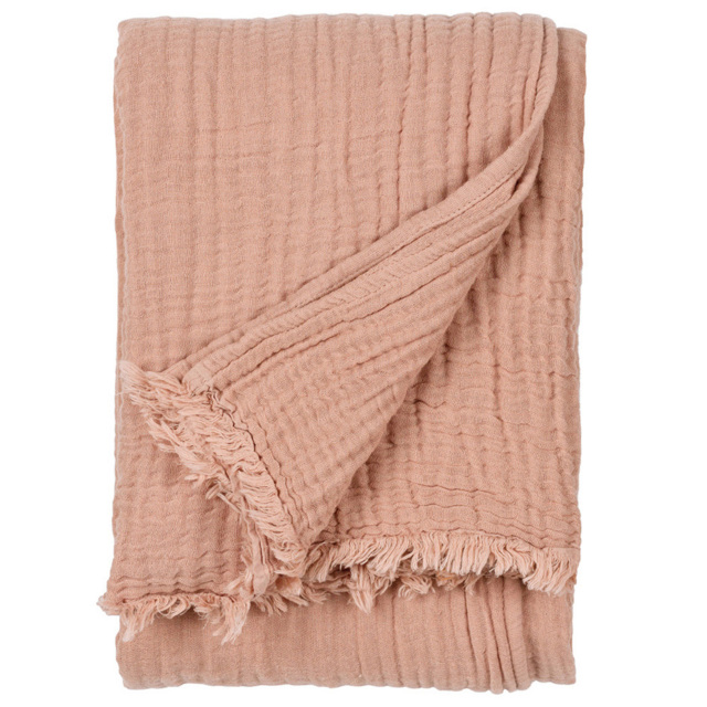 Yard Lark Pink Clay Muslin Cotton Throw 130 x 180cm - image 1