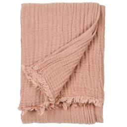 Yard Lark Pink Clay Muslin Cotton Throw 130 x 180cm