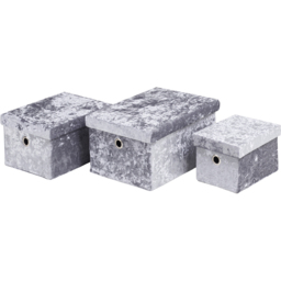 Homebase Grey Velvet Storage Box Set of 3