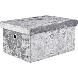 Homebase Grey Velvet Storage Box Set of 3 - thumbnail 2