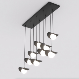Emibig Ritual White Shade Black 9 Light G9 LED Pendant Lamp - thumbnail 3