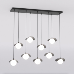 Emibig Ritual White Shade Black 9 Light G9 LED Pendant Lamp - thumbnail 4