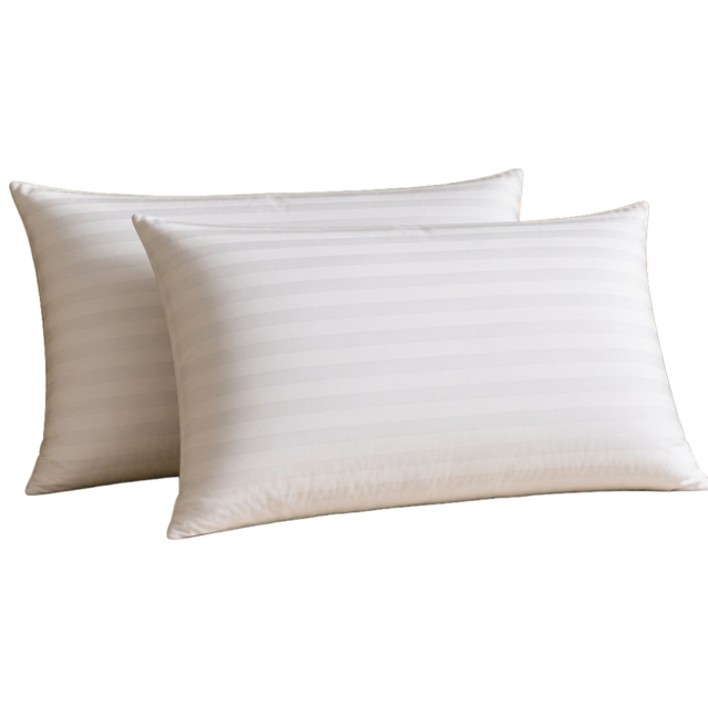 Opulent Home Microfibre White Striped Soft-Medium Pillow 2 Pack