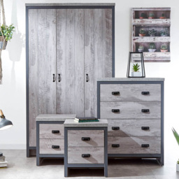 GFW Boston Grey 4 Piece Bedroom Furniture Set
