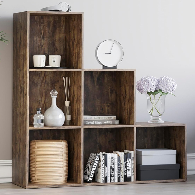 Vida Designs Durham 6 Shelf Dark Wood Cube Storage Unit - image 1