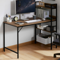 Vida Designs Brooklyn Dark Wood Computer Desk with 3 Shelf - thumbnail 1