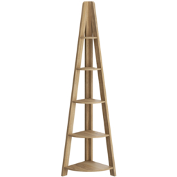 Tiva 5 Shelf Oak Corner Ladder Bookshelf - thumbnail 3