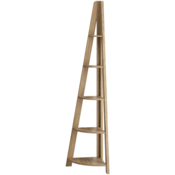 Tiva 5 Shelf Oak Corner Ladder Bookshelf - thumbnail 2