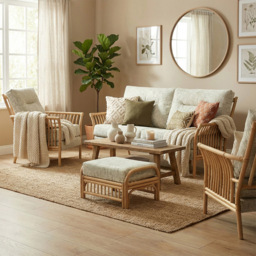 Desser Solo 5 Seater Natural Rattan Apple Crumble Sofa Set - thumbnail 1