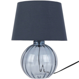 Aven Blue Ribbed Glass Table Lamp - thumbnail 1