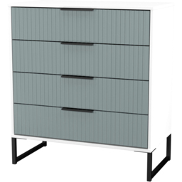 Crowndale Fluted 4 Drawer Duck and White Matt Chest of Drawers Ready Assembled - thumbnail 4