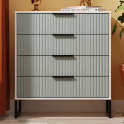 Crowndale Fluted 4 Drawer Duck and White Matt Chest of Drawers Ready Assembled - thumbnail 1