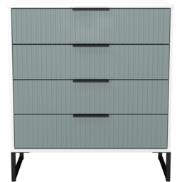 Crowndale Fluted 4 Drawer Duck and White Matt Chest of Drawers Ready Assembled - thumbnail 2