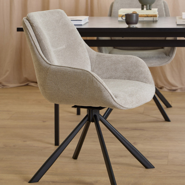 Florence Carrie Set of 2 Sand Swivel Dining Chair - image 1