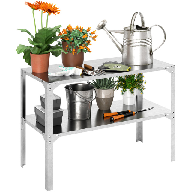 Outsunny Silver Tone 2 Tier Galvanised Potting Bench - image 1