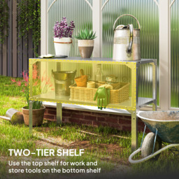 Outsunny Silver Tone 2 Tier Galvanised Potting Bench - thumbnail 4