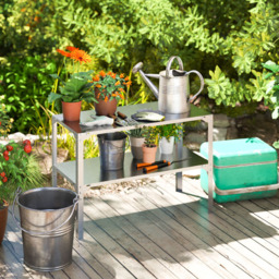 Outsunny Silver Tone 2 Tier Galvanised Potting Bench - thumbnail 3