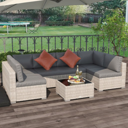 Outsunny 6 Seater PE Rattan Wicker Patio Sofa Set