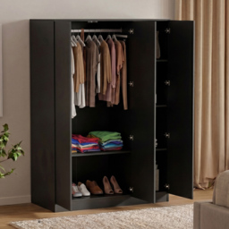 Vida Designs Denver Black 3 Door Mirrored Wardrobe - thumbnail 4