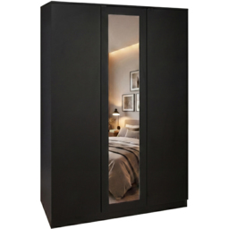Vida Designs Denver Black 3 Door Mirrored Wardrobe - thumbnail 2