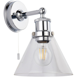 Merano Catanzaro Glass Chrome Plate Bathroom Wall Light