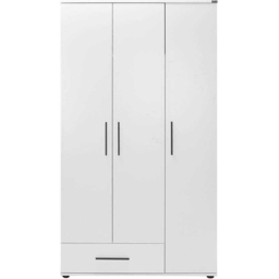 FWStyle Matt White 3 Door Single Drawer Triple Wardrobe - thumbnail 3