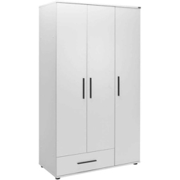 FWStyle Matt White 3 Door Single Drawer Triple Wardrobe - thumbnail 2