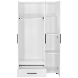 FWStyle Matt White 3 Door Single Drawer Triple Wardrobe - thumbnail 4