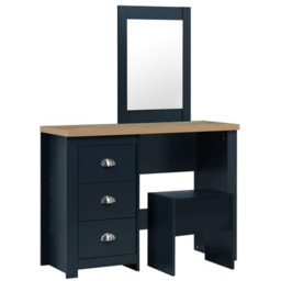 Birlea Highgate 3 Drawer Navy Mirror Dressing Table with Stool - thumbnail 2